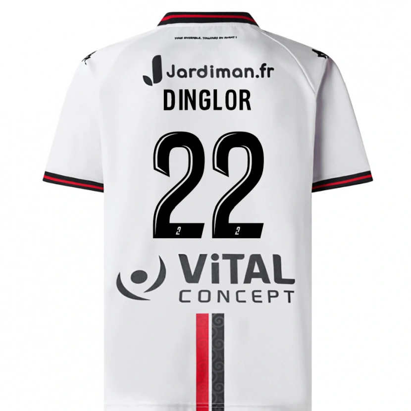 Danxen Kinderen Elodie Dinglor #22 Wit Rood Uitshirt Uittenue 2025/26 T-Shirt België
