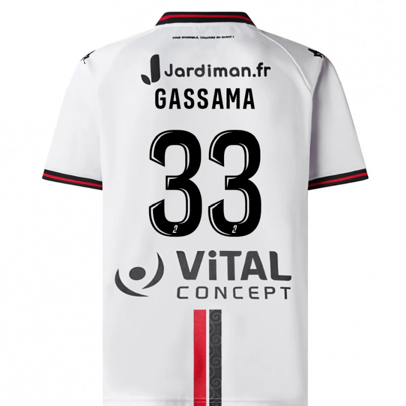 Danxen Kinderen Eden Gassama #33 Wit Rood Uitshirt Uittenue 2025/26 T-Shirt België