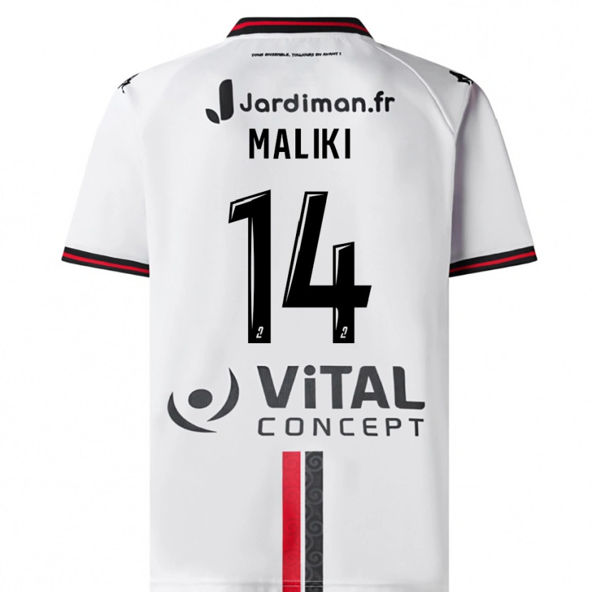 Danxen Kinderen Abdou Maliki #14 Wit Rood Uitshirt Uittenue 2025/26 T-Shirt België