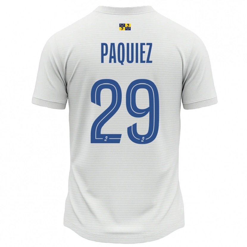 Danxen Kinderen Gaëtan Paquiez #29 Wit Blauw Uitshirt Uittenue 2025/26 T-Shirt België
