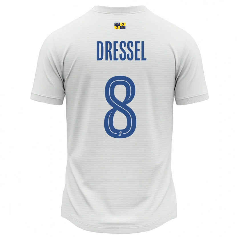 Danxen Kinderen Charlie Dressel #8 Wit Blauw Uitshirt Uittenue 2025/26 T-Shirt België