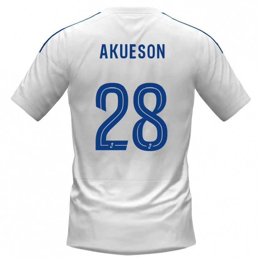 Danxen Kinderen Gustave Akueson #28 Wit Blauw Uitshirt Uittenue 2025/26 T-Shirt België