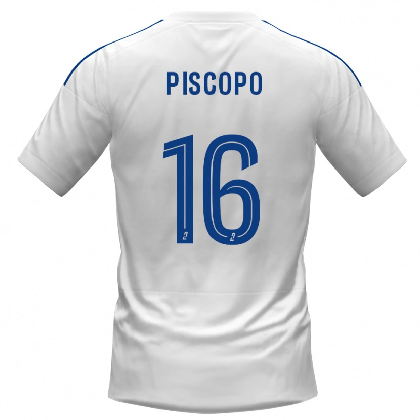 Danxen Kinderen Ange Piscopo #16 Wit Blauw Uitshirt Uittenue 2025/26 T-Shirt België