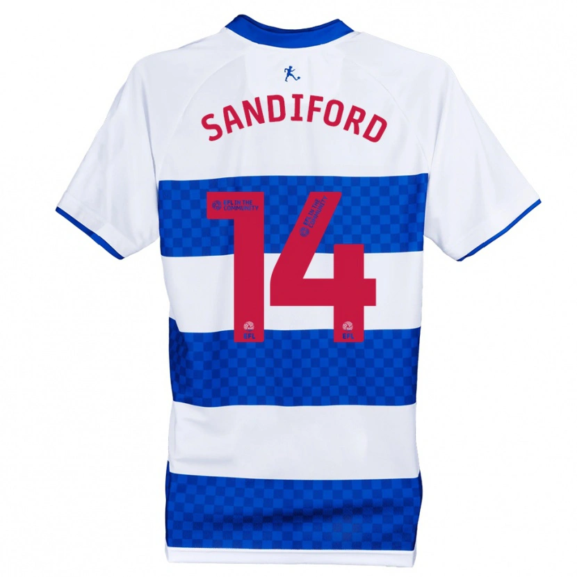 Danxen Heren Shaquille Sandiford #14 Blauw Wit Thuisshirt Thuistenue 2025/26 T-Shirt België