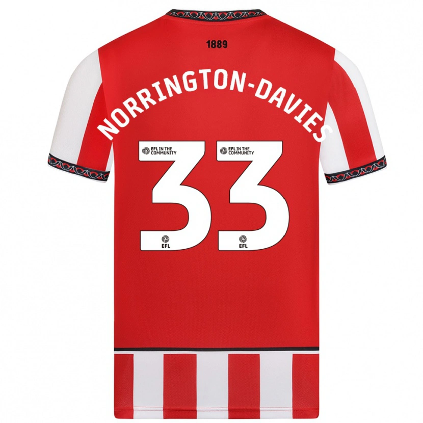 Danxen Heren Rhys Norrington-Davies #33 Rood Wit Thuisshirt Thuistenue 2025/26 T-Shirt België