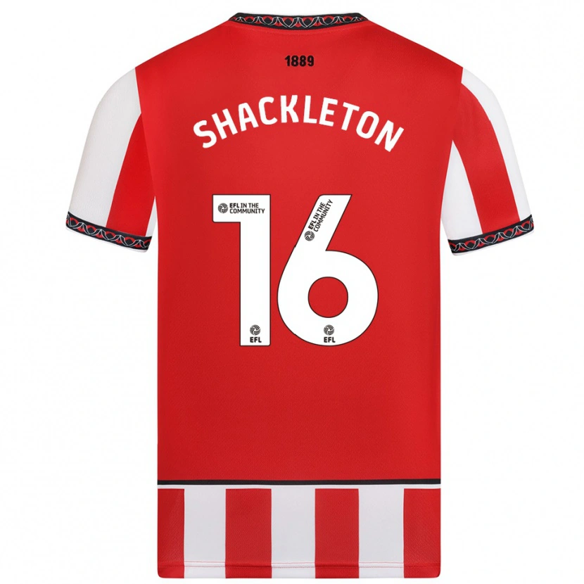 Danxen Heren Jamie Shackleton #16 Rood Wit Thuisshirt Thuistenue 2025/26 T-Shirt België