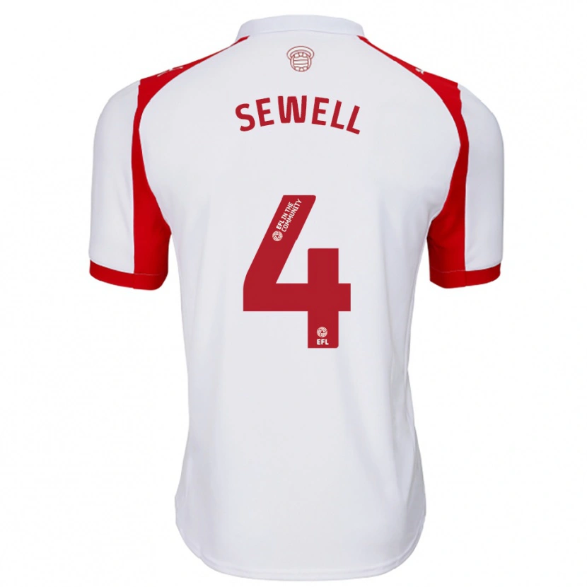 Danxen Heren Broghan Sewell #4 Wit Rood Thuisshirt Thuistenue 2025/26 T-Shirt België