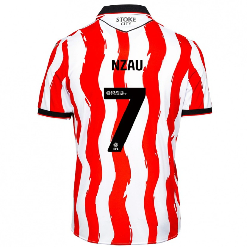 Danxen Heren Pedro Nzau #7 Wit Rood Thuisshirt Thuistenue 2025/26 T-Shirt België