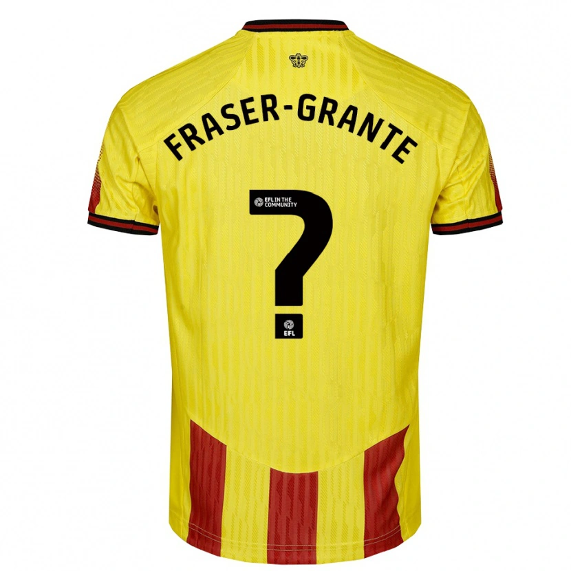Danxen Heren Zak Fraser-Grante #0 Geel Rood Thuisshirt Thuistenue 2025/26 T-Shirt België