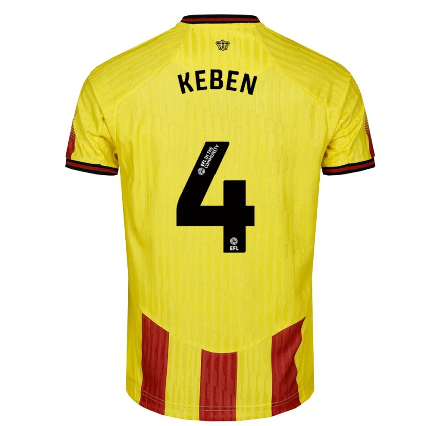 Danxen Heren Kévin Keben #4 Geel Rood Thuisshirt Thuistenue 2025/26 T-Shirt België