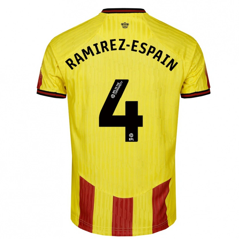 Danxen Heren Leo Ramirez-Espain #4 Geel Rood Thuisshirt Thuistenue 2025/26 T-Shirt België