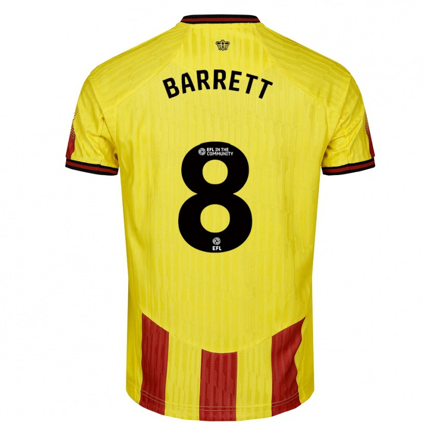 Danxen Heren Hayden Barrett #8 Geel Rood Thuisshirt Thuistenue 2025/26 T-Shirt België