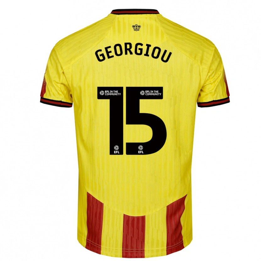 Danxen Heren Andria Georgiou #15 Geel Rood Thuisshirt Thuistenue 2025/26 T-Shirt België