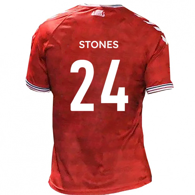 Danxen Heren Josh Stones #24 Rood Wit Thuisshirt Thuistenue 2025/26 T-Shirt België