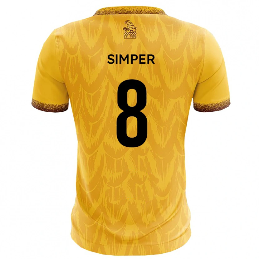 Danxen Heren Lewis Simper #8 Geel Bruin Thuisshirt Thuistenue 2025/26 T-Shirt België