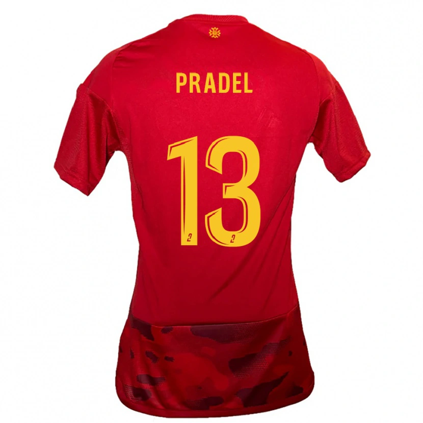 Danxen Heren Thibaut Pradel #13 Rood Geel Thuisshirt Thuistenue 2025/26 T-Shirt België