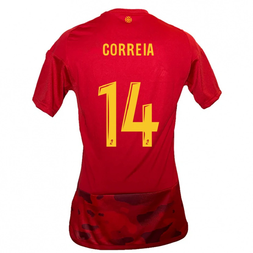 Danxen Heren Tiago Correia #14 Rood Geel Thuisshirt Thuistenue 2025/26 T-Shirt België
