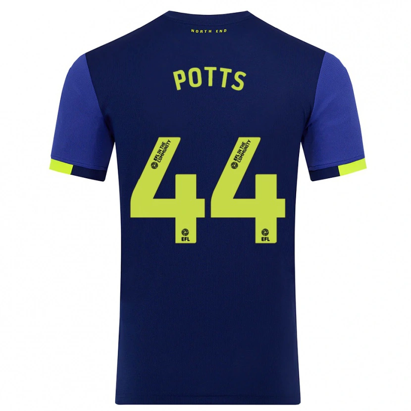 Danxen Heren Brad Potts #44 Marine Geel Uitshirt Uittenue 2025/26 T-Shirt België