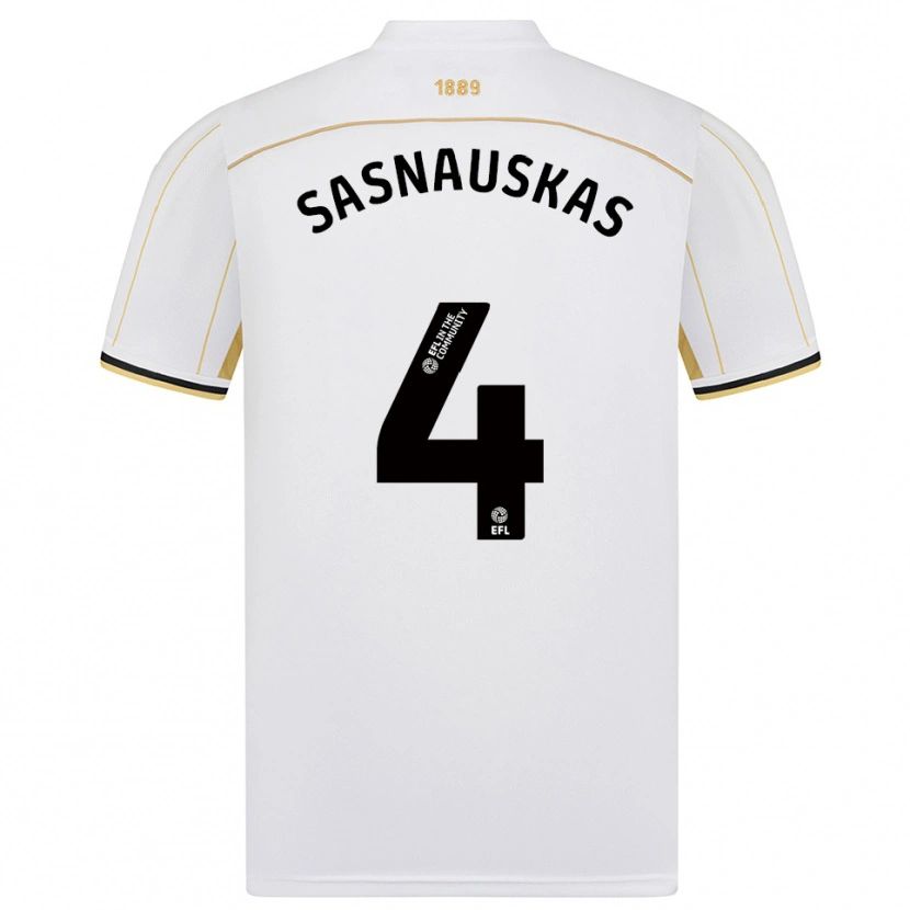 Danxen Heren Dovydas Sasnauskas #4 Wit Goud Uitshirt Uittenue 2025/26 T-Shirt België