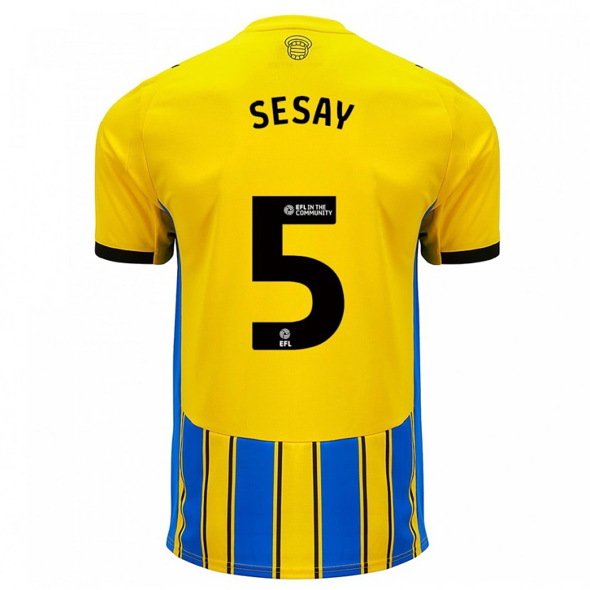 Danxen Heren Moses Sesay #5 Blauw Geel Uitshirt Uittenue 2025/26 T-Shirt België