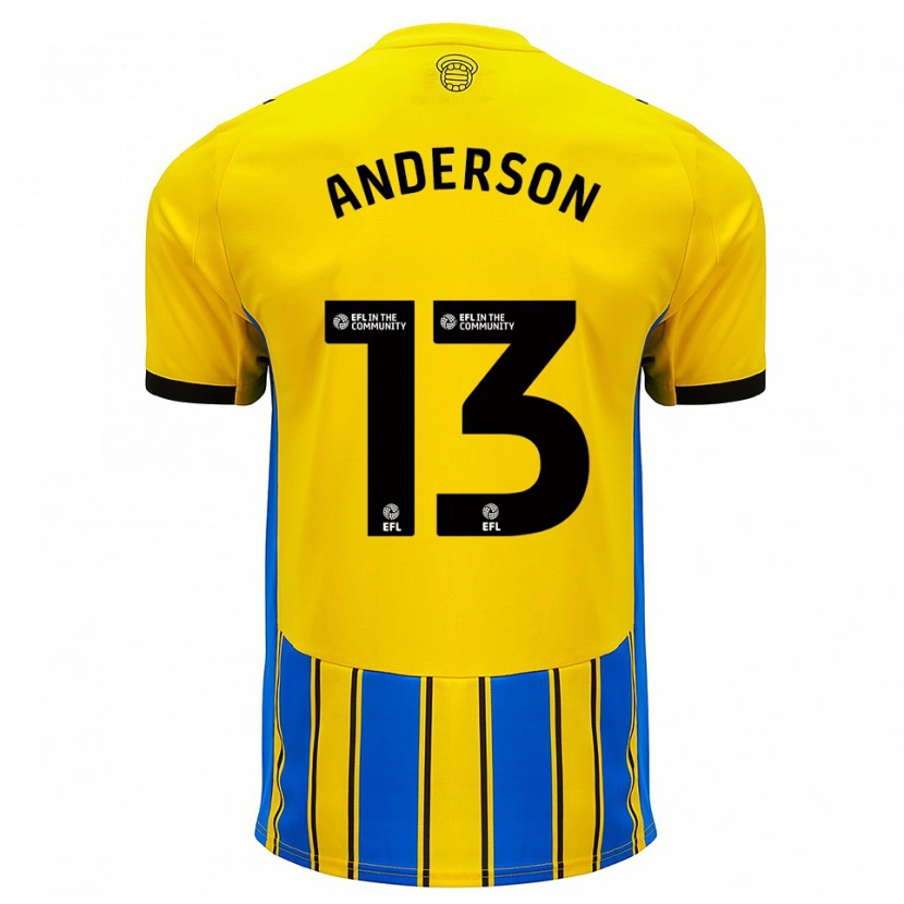 Danxen Heren Calum Anderson #13 Blauw Geel Uitshirt Uittenue 2025/26 T-Shirt België
