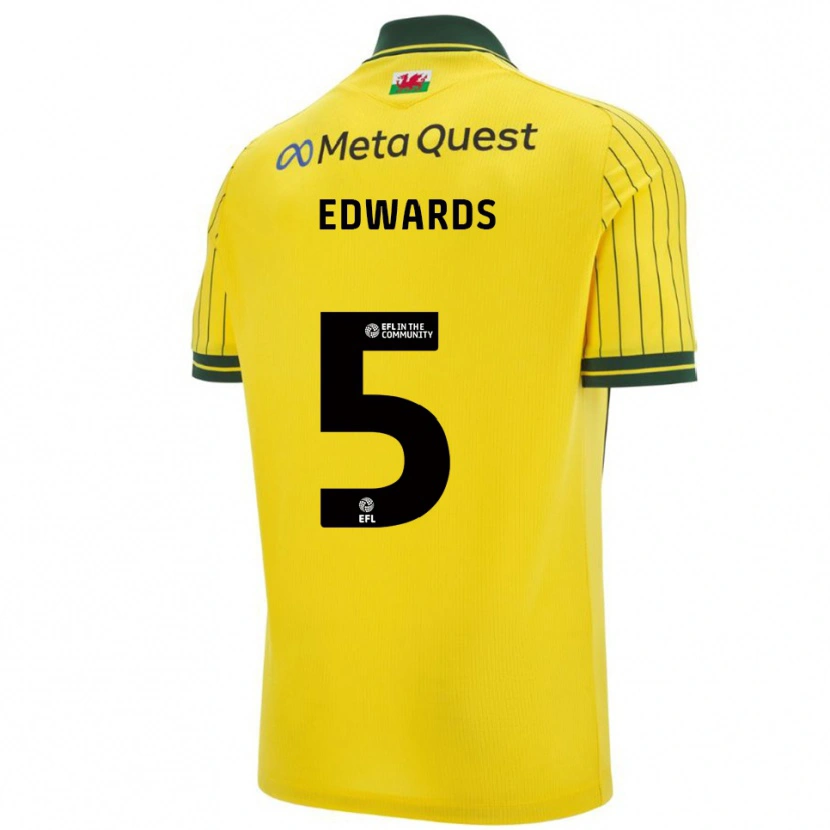 Danxen Heren Dafydd Edwards #5 Geel Groen Uitshirt Uittenue 2025/26 T-Shirt België