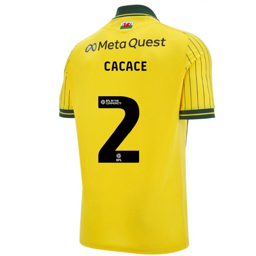Danxen Heren Liberato Cacace #2 Geel Groen Uitshirt Uittenue 2025/26 T-Shirt België