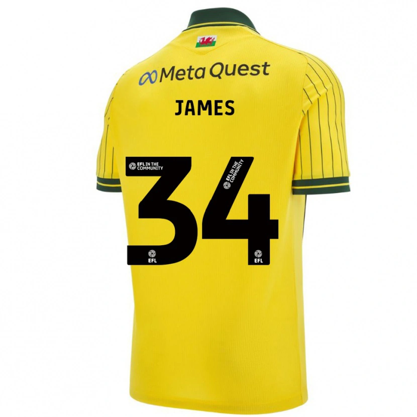 Danxen Heren Aaron James #34 Geel Groen Uitshirt Uittenue 2025/26 T-Shirt België