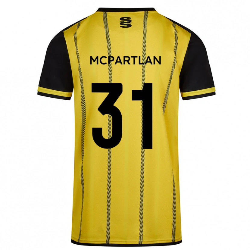 Danxen Heren Cian Mcpartlan #31 Geel Zwart Uitshirt Uittenue 2025/26 T-Shirt België