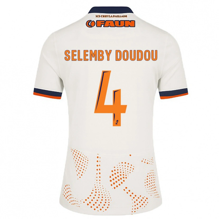 Danxen Heren Destin Selemby Doudou #4 Wit Oranje Uitshirt Uittenue 2025/26 T-Shirt België