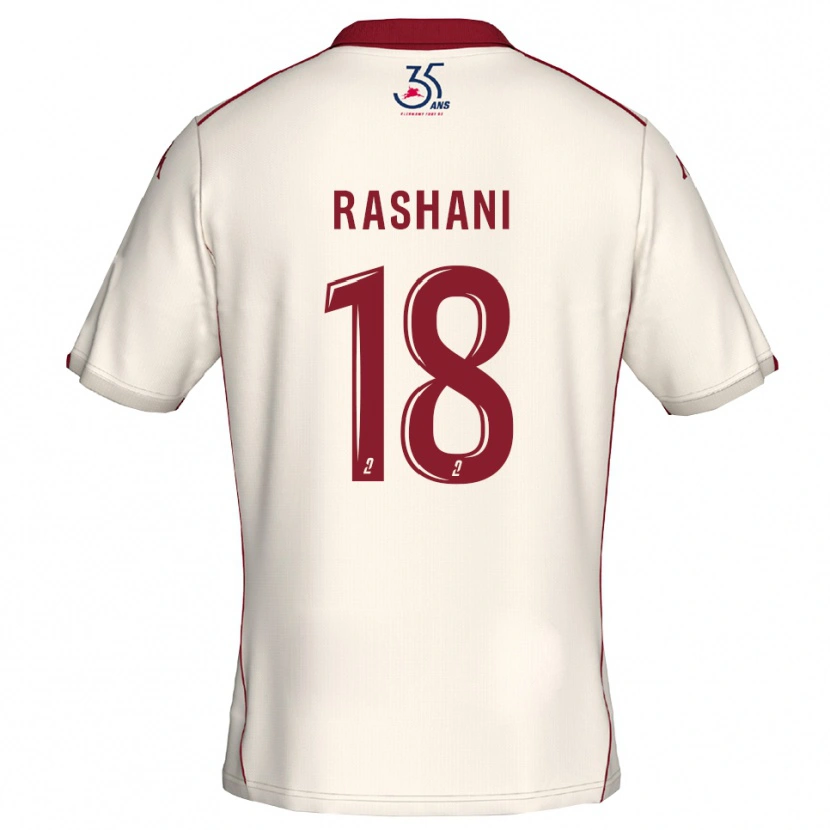 Danxen Heren Elbasan Rashani #18 Wit Bourgondisch Uitshirt Uittenue 2025/26 T-Shirt België