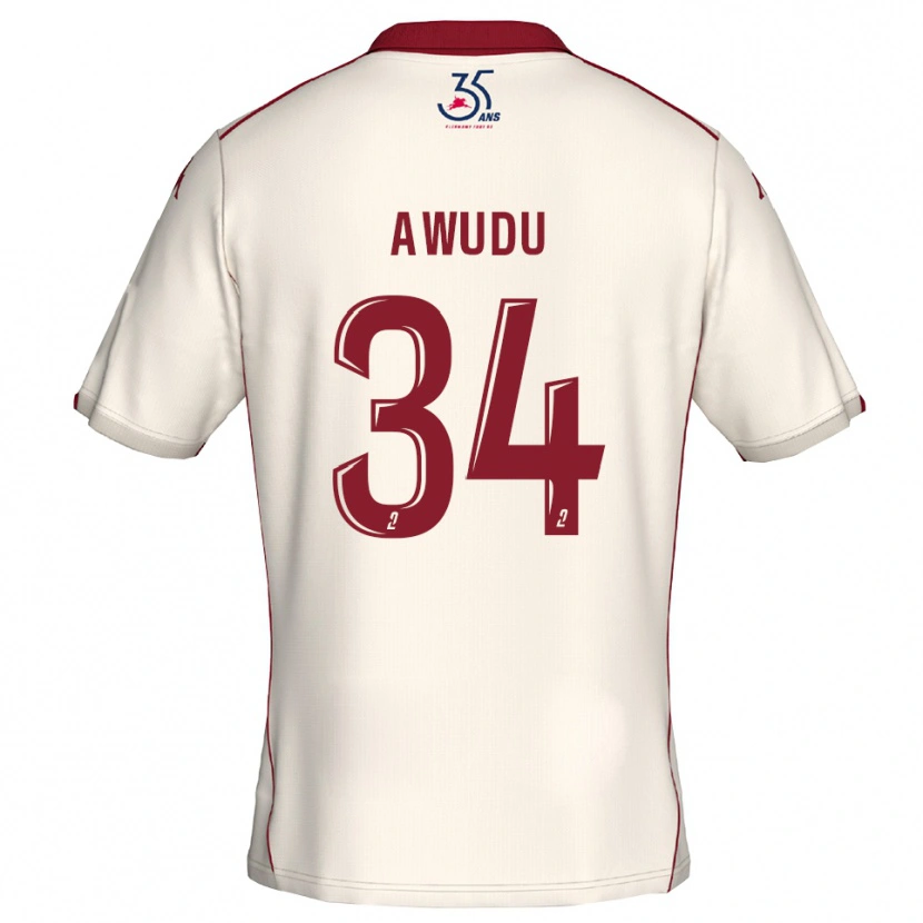 Danxen Heren Sumaila Awudu #34 Wit Bourgondisch Uitshirt Uittenue 2025/26 T-Shirt België