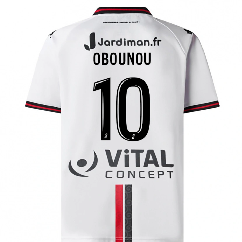 Danxen Heren Élie Obounou #10 Wit Rood Uitshirt Uittenue 2025/26 T-Shirt België