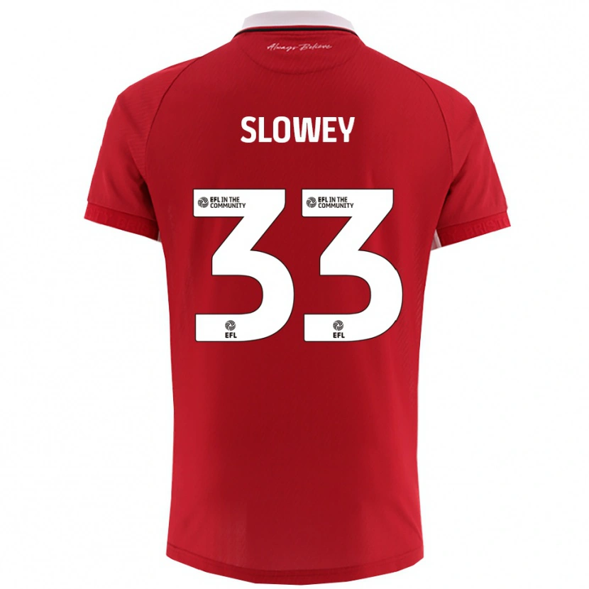 Danxen Dames Josh Campbell-Slowey #33 Rood Wit Thuisshirt Thuistenue 2025/26 T-Shirt België