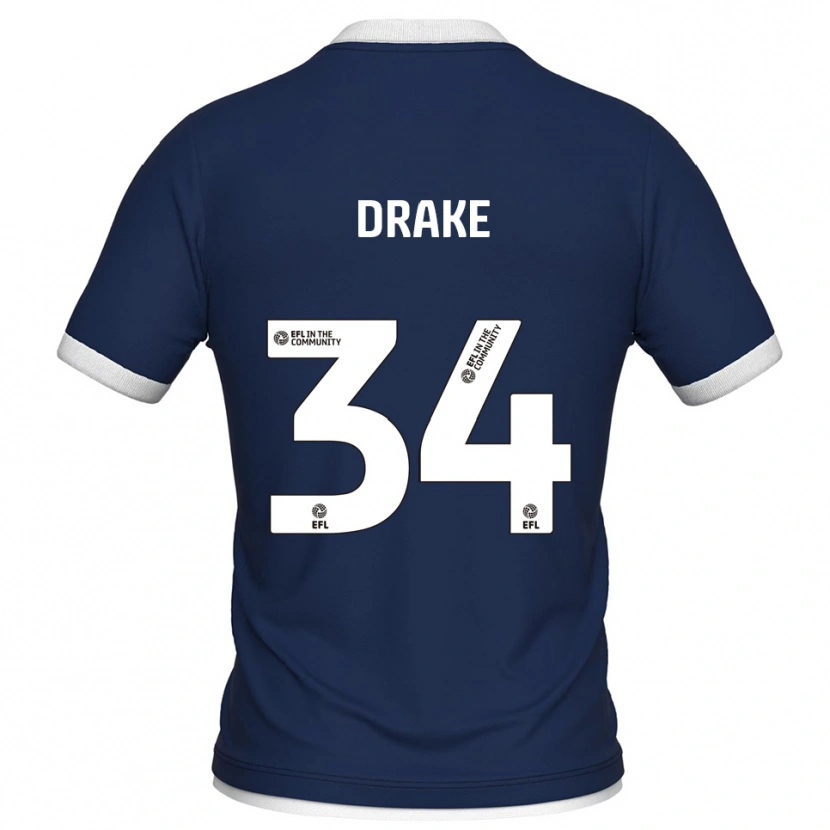 Danxen Dames Ben Drake #34 Marine Wit Thuisshirt Thuistenue 2025/26 T-Shirt België