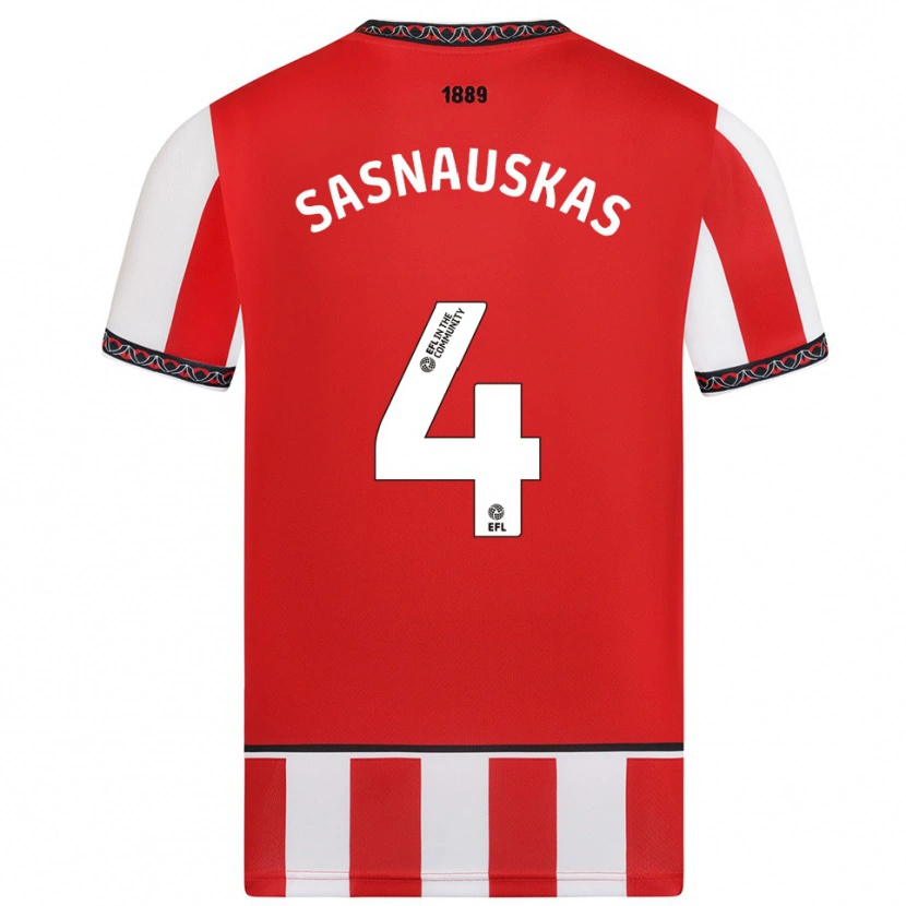 Danxen Dames Dovydas Sasnauskas #4 Rood Wit Thuisshirt Thuistenue 2025/26 T-Shirt België
