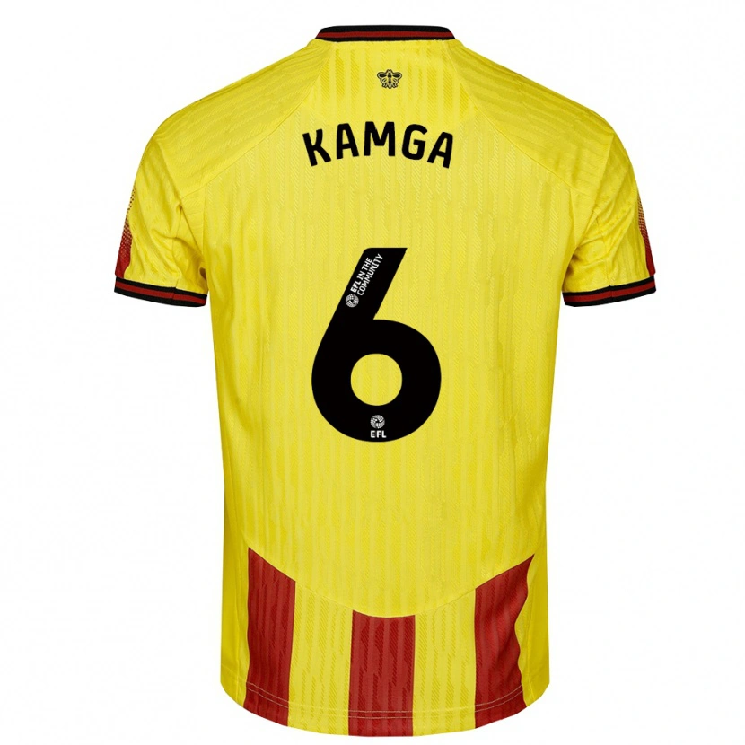 Danxen Dames Ian Kamga #6 Geel Rood Thuisshirt Thuistenue 2025/26 T-Shirt België
