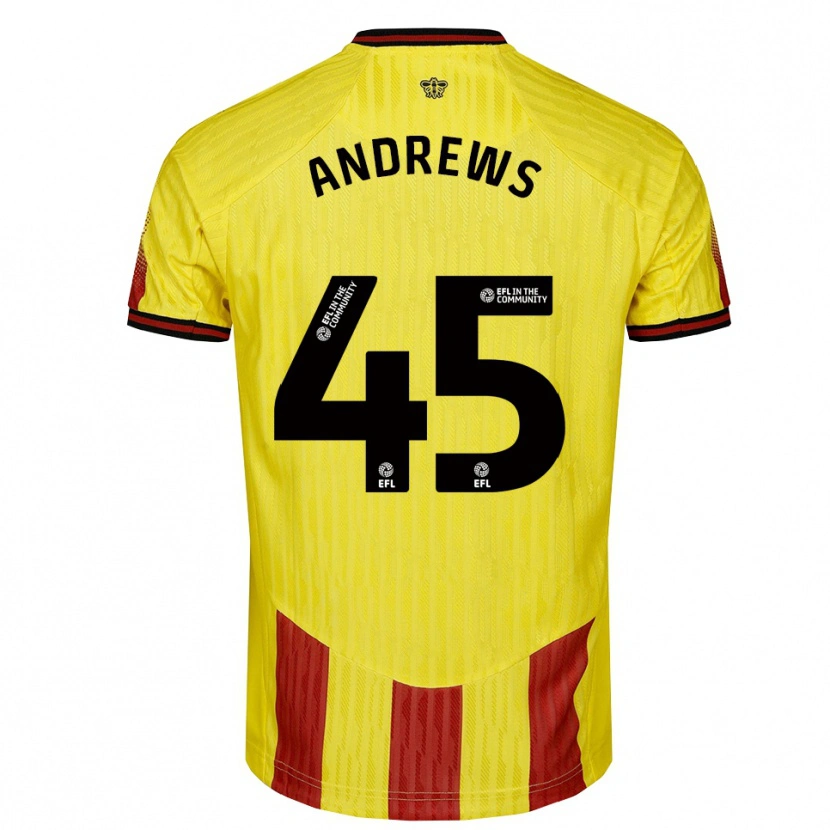 Danxen Dames Ryan Andrews #45 Geel Rood Thuisshirt Thuistenue 2025/26 T-Shirt België