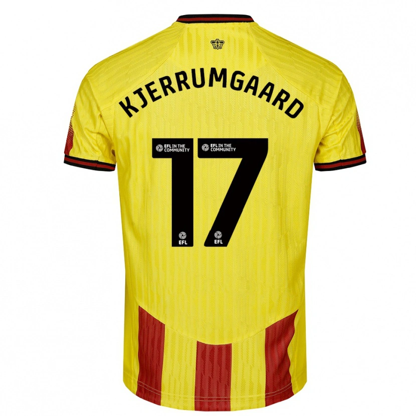 Danxen Dames Luca Kjerrumgaard #17 Geel Rood Thuisshirt Thuistenue 2025/26 T-Shirt België