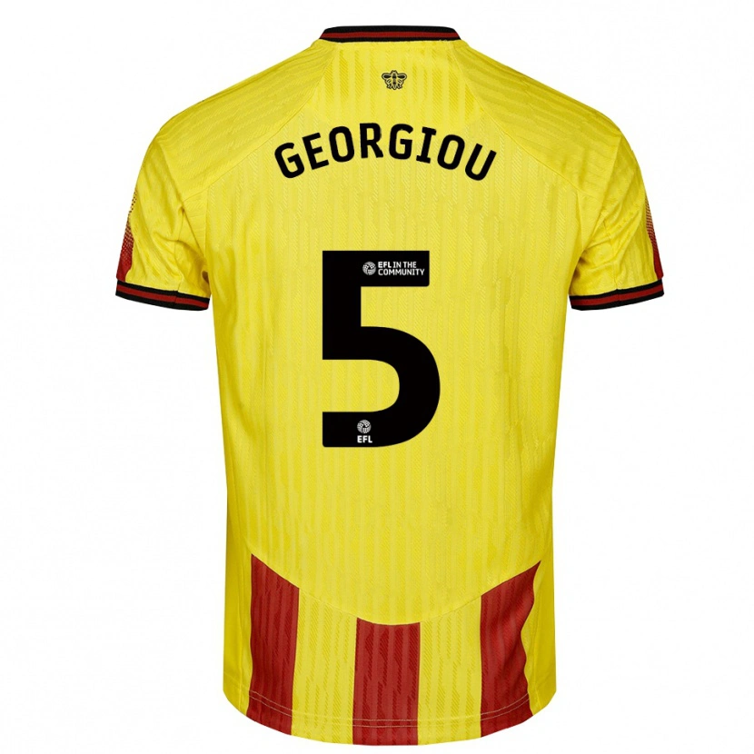 Danxen Dames Tom Georgiou #5 Geel Rood Thuisshirt Thuistenue 2025/26 T-Shirt België
