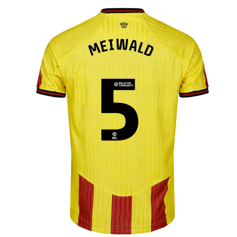 Danxen Dames Anne Meiwald #5 Geel Rood Thuisshirt Thuistenue 2025/26 T-Shirt België