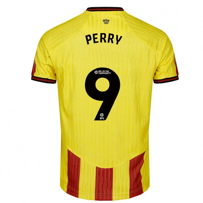 Danxen Dames Madison Perry #9 Geel Rood Thuisshirt Thuistenue 2025/26 T-Shirt België