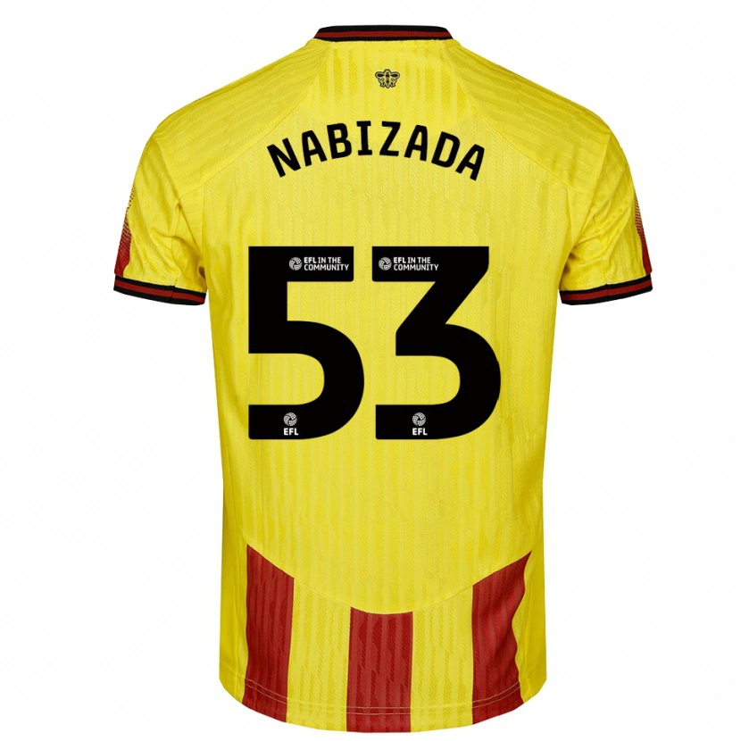 Danxen Dames Amin Nabizada #53 Geel Rood Thuisshirt Thuistenue 2025/26 T-Shirt België