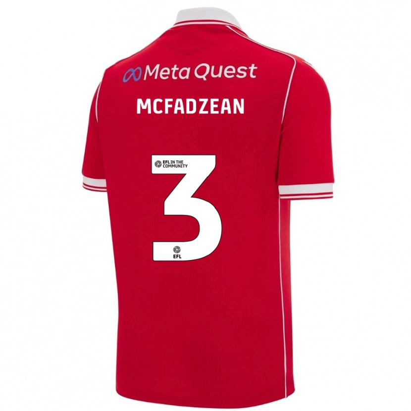 Danxen Dames Callum Mcfadzean #3 Rood Wit Thuisshirt Thuistenue 2025/26 T-Shirt België
