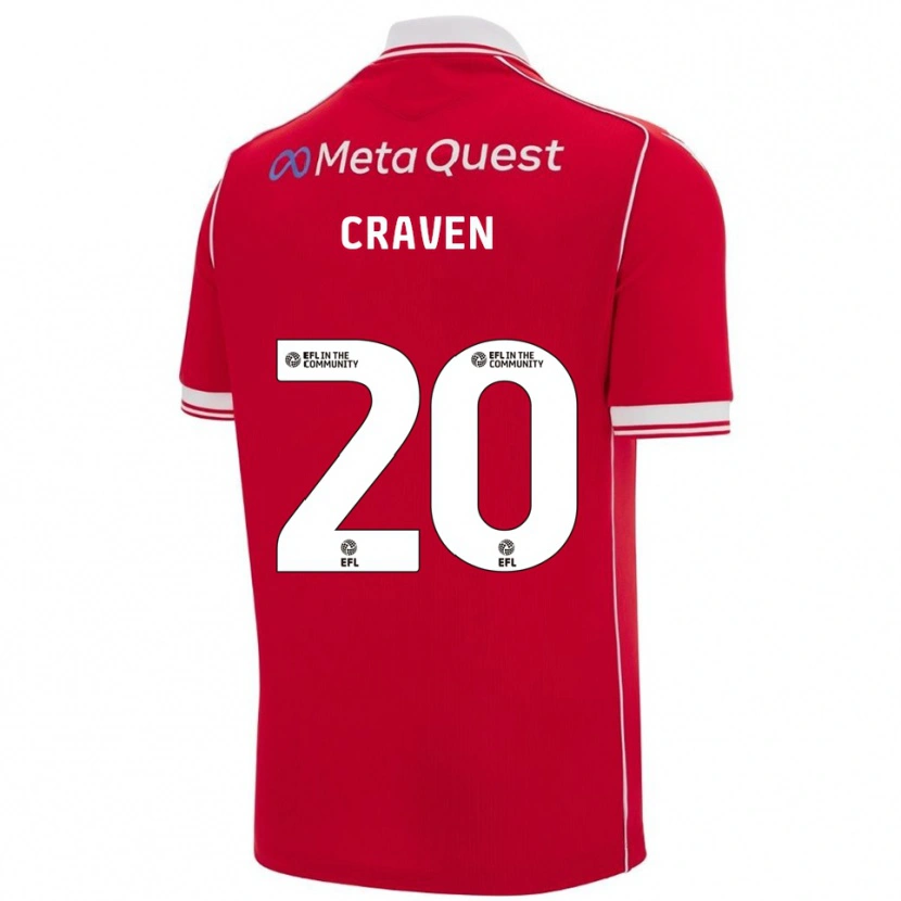 Danxen Dames Lizzie Craven #20 Rood Wit Thuisshirt Thuistenue 2025/26 T-Shirt België