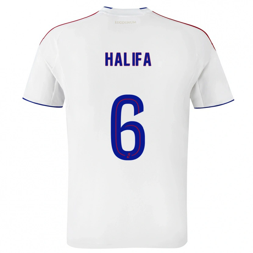Danxen Dames Islamdine Halifa #6 Wit Rood Thuisshirt Thuistenue 2025/26 T-Shirt België