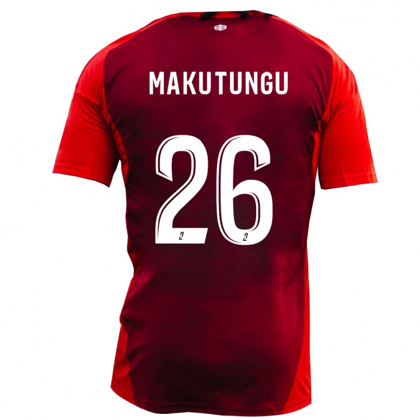 Danxen Dames Cédric Makutungu #26 Rood Bourgondië Thuisshirt Thuistenue 2025/26 T-Shirt België