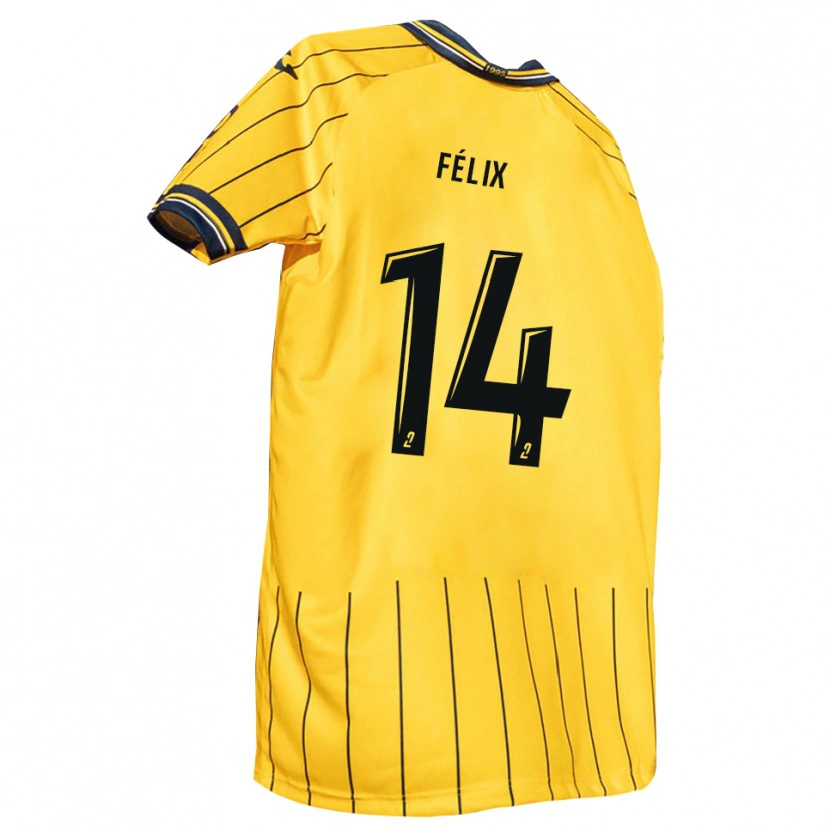 Danxen Dames Ulysse Félix #14 Geel Marine Thuisshirt Thuistenue 2025/26 T-Shirt België