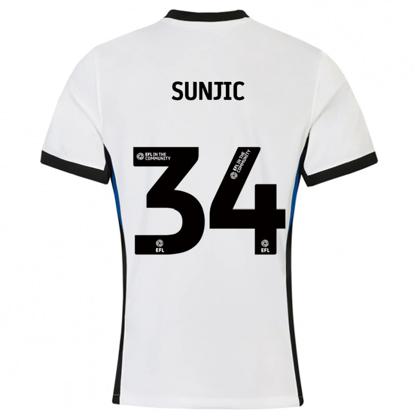 Danxen Dames Ivan Sunjic #34 Wit Blauw Uitshirt Uittenue 2025/26 T-Shirt België