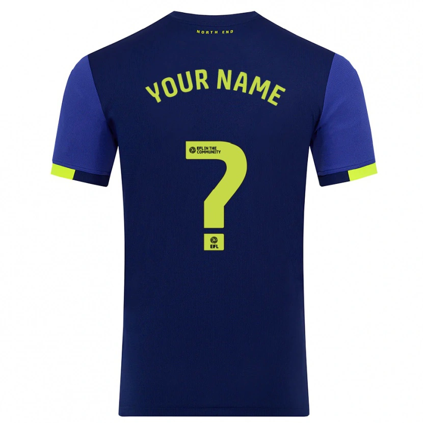 Danxen Dames Uw Naam #0 Marine Geel Uitshirt Uittenue 2025/26 T-Shirt België